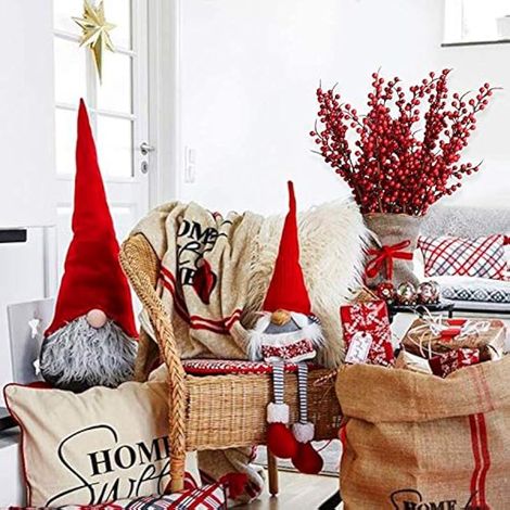 Lot de 6 baies rouges artificielles de 50 cm de long, couleur bordeaux, idéales pour décorer un sapin de Noël, votre maison pendant les fêtes de fin d'année ou pour l'hiver. (1/3)