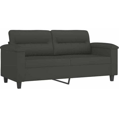 2-Seater Sofa Dark Grey 140 cm Microfibre Fabric vidaXL (1/5)