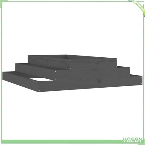 Jardinière - FAFEICY - 823901 - Bois de pin massif - Gris - 110x110x27 cm (1/5)