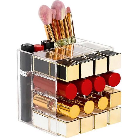 Boîte de rangement transparente en acrylique pour rouge à lèvres, compatible avec les cosmétiques. (1/5)