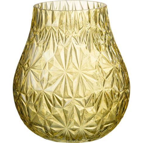Vase Design en Verre "Diamant" 22cm Jaune (1/5)
