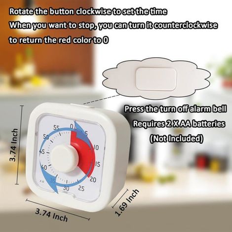 Minuteur Visuel - Minuteur Cuisine Numérique - Compte À Rebours 60 Minutes - Alarme Sonore 85 dB - Base Antidérapante - 1 Pièce (1/5)