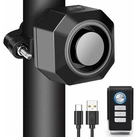 Alarme Velo Antivol Rechargeable USB,Alarme Moto sans Fil avec Supports de Montage,Alarme de Voiture a Sensibilité Réglable,Dispositif avec Télécommande for Scooter,Vélo Trotinette Electrique (1/5)
