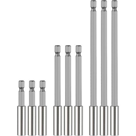 9er-Pack magnetische Schraubendreherbits, 1/4"-Bithalter-Verlängerung, Sechskantschaft-Schraubendreherbit-Verlängerungshalter 60/100/150 mm, Bohrer-Verlängerungsstange (1/5)
