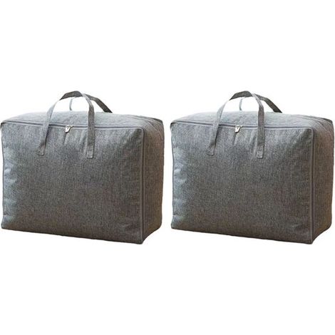 Confezione da 2 sacchi pieghevoli in polietilene grigio da 105 litri (70x50x30 cm) per riporre piumoni e indumenti. (1/5)