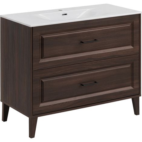 Waschtisch 101cm Moka mit 2 Schubladen, Holzoptik (1/5)