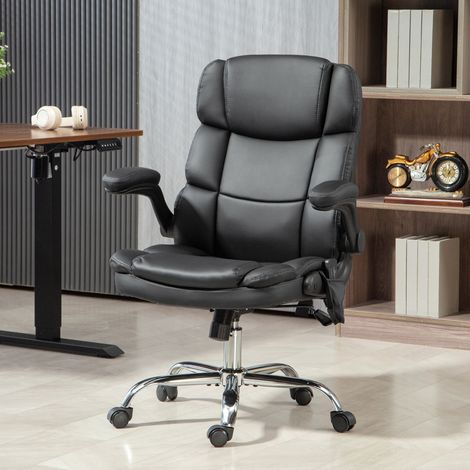 Fauteuil de bureau massant 4 points, chauffant, accoudoirs rabattables, noir (1/5)