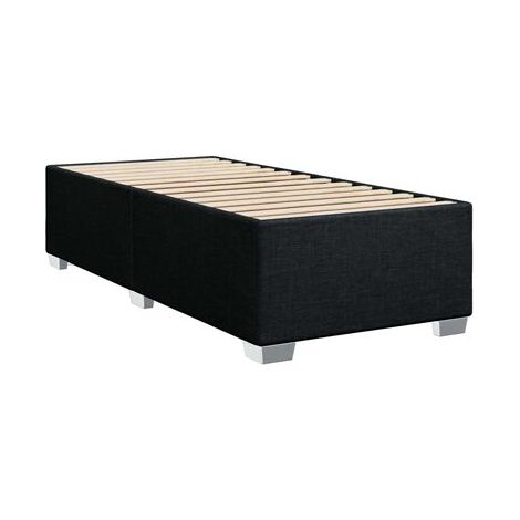 Sommier tapissier (avec matelas), noir, 90 × 190 cm, tissu, tissu doux et respirant, pour chambre, confort quotidien, assemblage rapide (1/5)