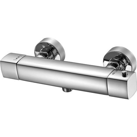 Robinet de Douche, Thermostat, Mitigeur de Douche, Accessoire Salle de Bain, Protection Anti-brûlure, Verrouillage de Sécurité à 38 °C, Montage Mural Facile, Chromé (1/5)