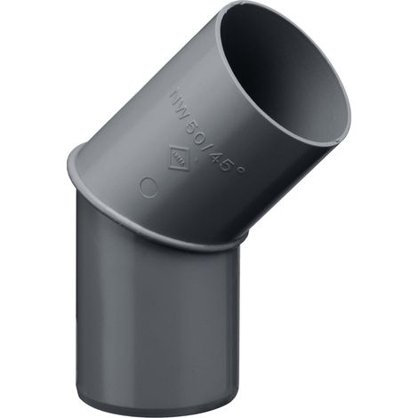 INEFA Regenrohrbogen 45 Grad für Fallrohr, PVC Verbindungsstück Dachrinnenzubehör, einfache Steckmontage, Made in Germany - DN50 / 50mm Anthrazit