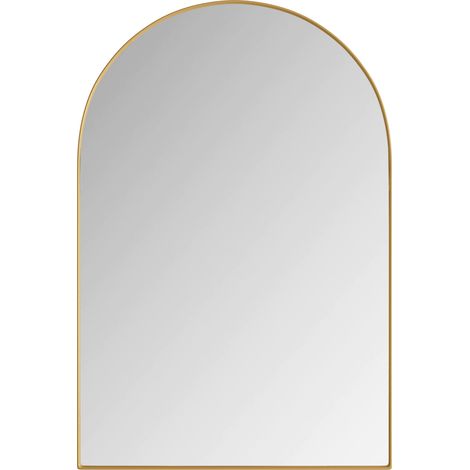 Goldener Metall-Spiegelschrank mit Bogen und verstellbaren Ablagen, 91 x 61 x 12 cm (1/5)
