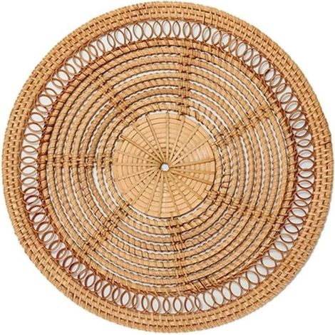 Panier tissé au décor bohème naturel avec décor décoratif en rotin, tenture murale tissée (1/3)