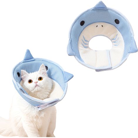 Collier De Protection Pour Chat - Collier Conique Souple En Coton - Réglable Par Velcro - Pour Récupération Postopératoire Et Soins Vétérinaires - 1 Pièce (1/5)
