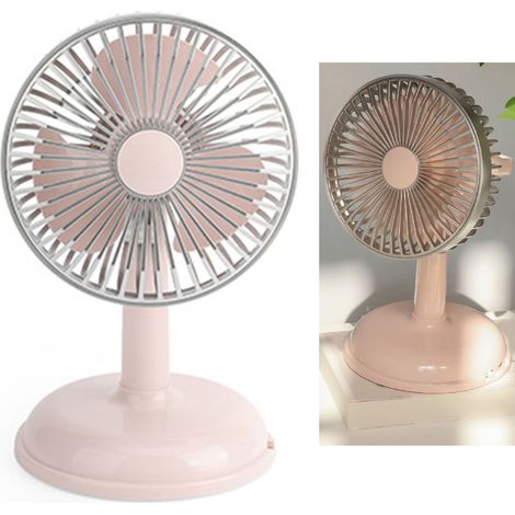 Petit ventilateur électrique portable, simple et vintage, rose clair, rechargeable par USB, idéal pour l'été. (1/5)