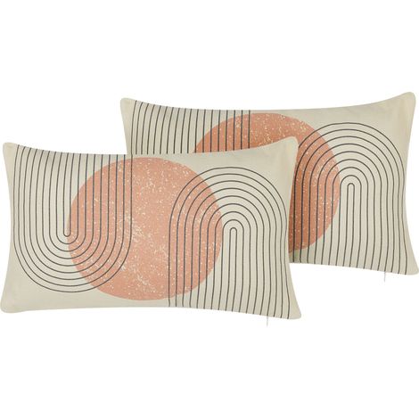 Lot de 2 Coussins à Motif Géométrique 30 x 50 cm Polyester Multicolore Gerbera