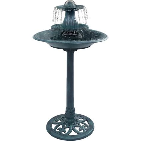 Baignoire pour oiseaux avec fontaine, verte, 50 x 91 cm, plastique (1/5)