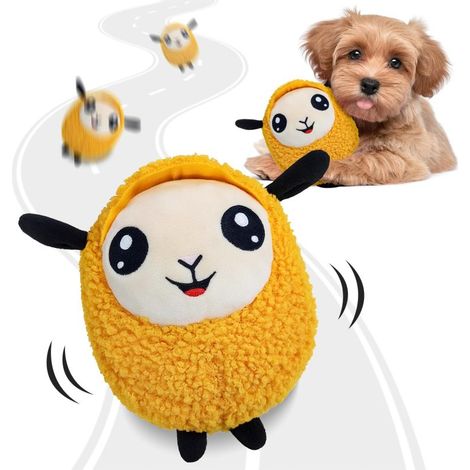 Pelota para perros que rebota y chirría, recargable, de peluche (naranja)