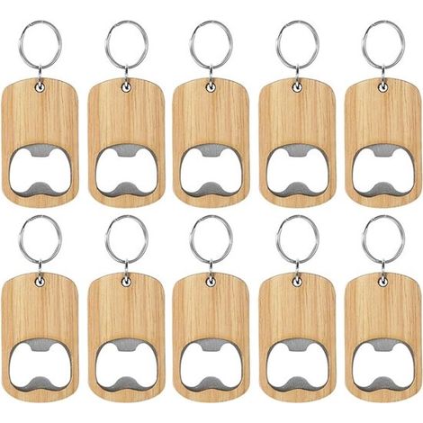 10 Apribottiglie portachiavi in legno, leggeri e compatti, ideali per bar, campeggio e feste. Apribottiglie multifunzionale per casa e attività all'aperto. (1/5)