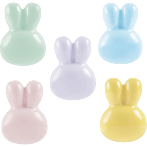 5x Poignée bouton céramique lapin coloré, dimension 35mm, vis incluses, pour armoire cuisine chambre enfant