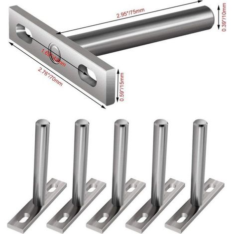 Support Étagère Murale - Acier Inoxydable - 7,6 Cm Profondeur - Pour Planche 100 À 300 Mm - 6 Pièces (1/5)