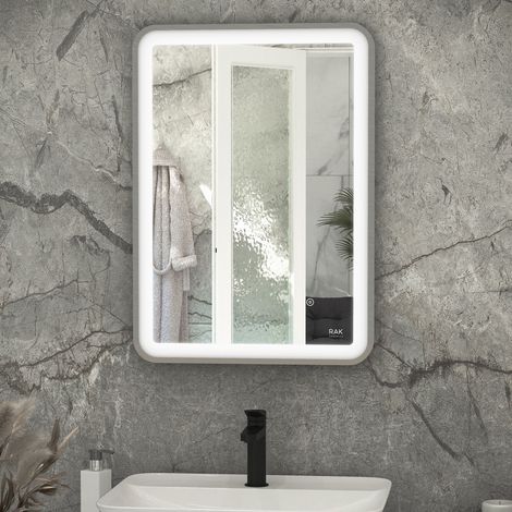 RAK Picture Brushed Nickel 500mm x 700mm Soft LED Mirror - RAKPICSFBN5001 (1/2)