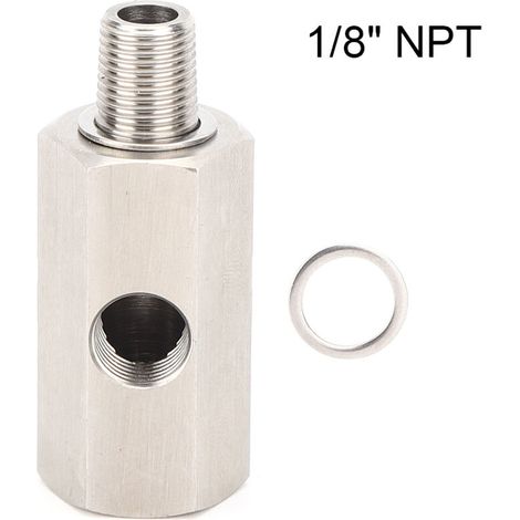 Sensore di pressione dell'olio a forma di T, raccordo di alimentazione del turbocompressore da 1/8 di pollice NPT, componenti automobilistici in acciaio inossidabile da 1/8 di pollice -Crezuo