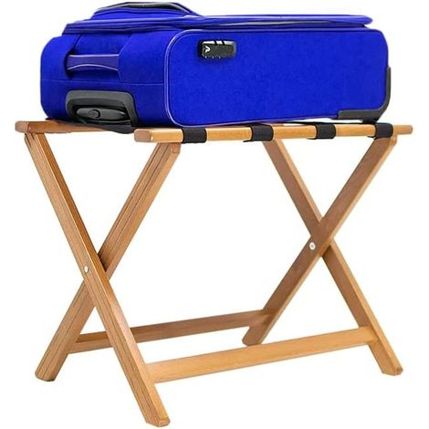 Porta Valigie Pieghevole in Legno Bamboo con misura 65x36x51 cm - Sgabello Reggivaligia per Bagagli, Valigie in Hotel e B&B (1/5)