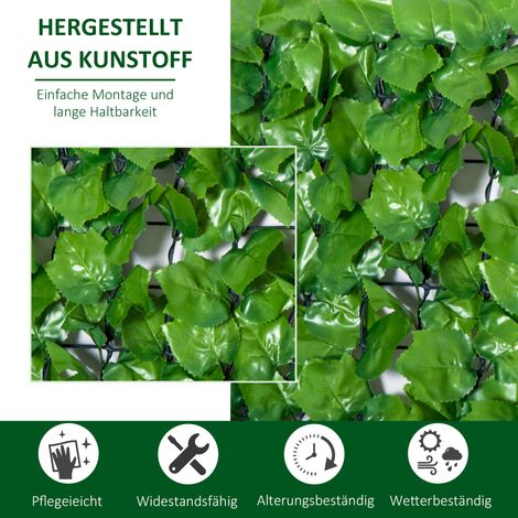 Haie artificielle occultante anti-regard, protection solaire, clôture végétale feuillue 300x100 cm vert