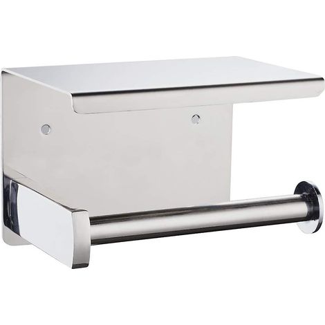 Porte-papier toilette avec étagère, support mural pour rouleau de papier toilette, compatible avec les rouleaux Mega Roll, acier inoxydable. (1/5)