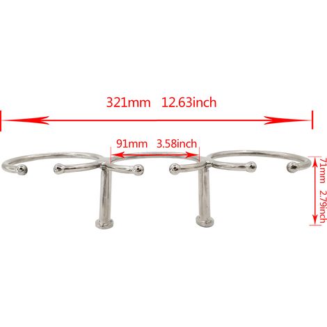 Zweibeiniger Getränkehalter aus Edelstahl 316 mit 1/2/3 Öffnungen für Wohnmobile, Outdoor-Aktivitäten, Boote und Yachten – 3 Öffnungen – Edelstahl (1/4)