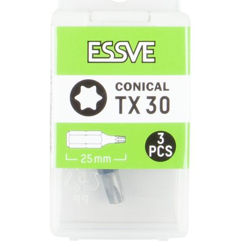 Punte coniche Torx ESSVE TX30 per cacciavite, 25 mm, 3 pezzi (1/2)