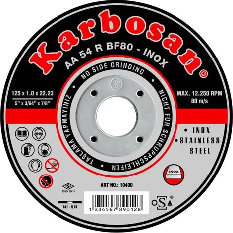 Disque à Tronçonner Plat 125X1.0X22.2 AA54R Inox KARBOSAN 910400