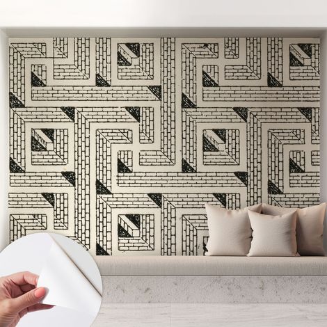 Papier peint adhésif autocollant pour salon chambre à coucher peint imprimé pour mur Labyrinthe de briques 208x146 cm (1/5)