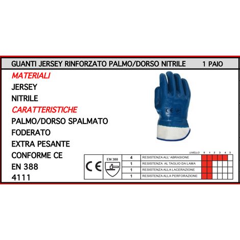 ORECA - GUANTI JERSEY PALMO/DORSO NITRILE CE EN388 4111 TAGLIA 10