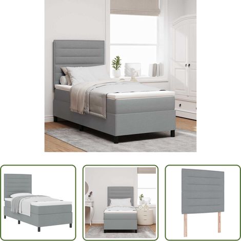 vidaXL Schlafzimmer - Boxspringbett mit Matratze Hellgrau 100 x 200 cm Stoff (1/5)