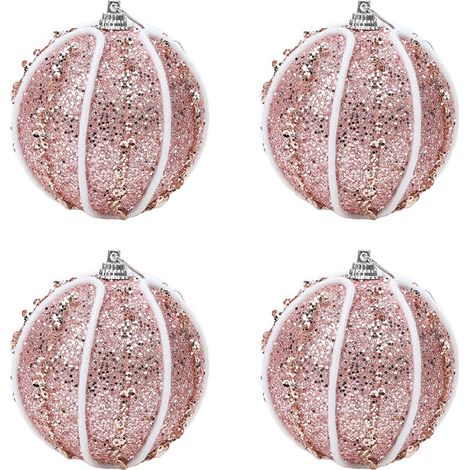 Lot de 4 boules de Noël en mousse pailletée de 8 cm (3,15 pouces) pour décorer votre sapin de Noël (1/5)