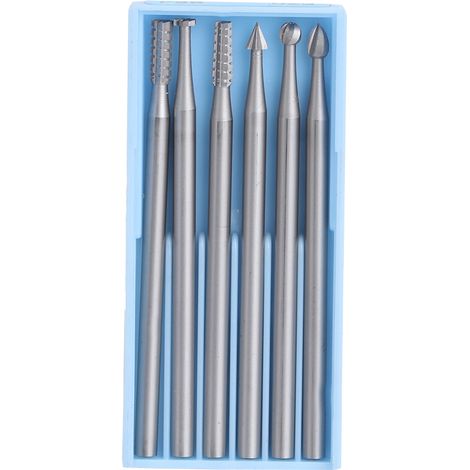Lot de 6 fraises en carbure tungstène 2,35mm pour gravure et sculpture sur bois, outil de découpe taille L. (1/5)
