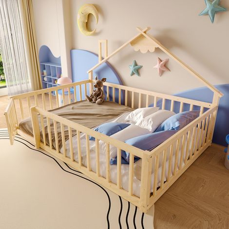 Letto Bambino 140x190 cm in Pino Naturale con Protezione e Design Casa (1/5)