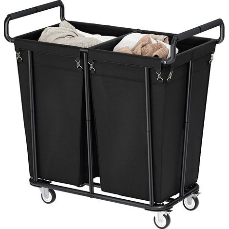 Laundry Basket, 360L Dirty Laundry Trolley, 2 Compartments Laundry Bin (1/4)