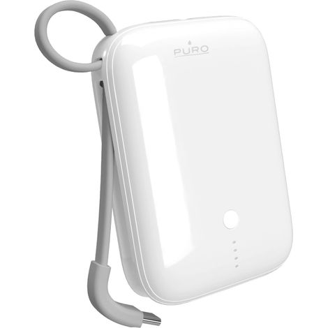 Power bank Puro Power Link 10 Plus da 10000 mAh con cavo USB-C integrato - Bianco (1/5)