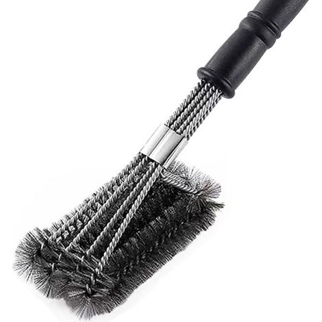Brosse de nettoyage pour barbecue, avec 4 rangées de poils métalliques en spirale, accessoires pour barbecue à gaz, à charbon et électriques (1/3)
