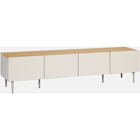 Mueble de TV de metal y decoración de madera con 4 puertas, 180 cm