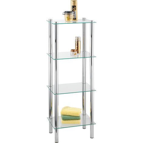 WENKO Regal Yago viereckig mit 4 Glasablagen - Badregal, Stahl 40 x 104 x 30 cm (1/5)