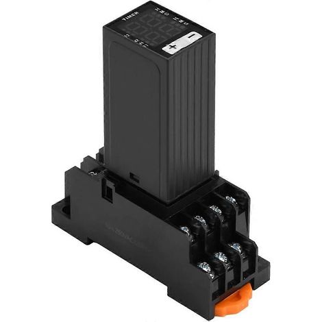 Relais temporisé à LED H3Y-4, double affichage numérique, contrôleur de temps de cycle, dispositif de temporisation à la mise sous tension avec socle 12 V (1/5)