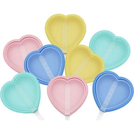 8-teiliges Silikon-Eisformen-Set, herzförmige Eisformen, wiederverwendbare Eisformen mit Deckeln, für selbstgemachtes Eis am Stiel (1/5)