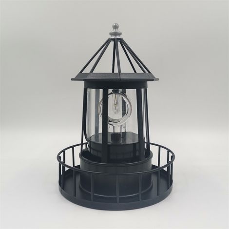 Großer, drehbarer LED-Solarleuchtturm aus Kunstharz für den Außenbereich (Schwarzer Leuchtturm) (1/4)