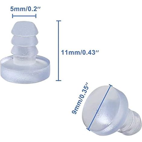 60 Stück Glas-Tischpuffer mit Stiel, transparenten Gummiklemmen, Abstandshalter für Terrassentische, für 5-mm-Löcher (3/16 Zoll). (1/4)