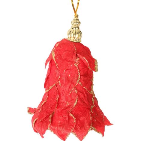 Roter Glockenanhänger mit Glitzer, 10 cm (1/2)