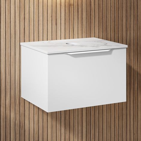 600mm Countertop Bathroom Vanity Unit Wall Hung Furniture Soft Close White (1/5)