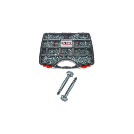Coffret de vis autoperceuses - Acier - Tête hexagonale - 905 pièces - XPE0461833 - Xperty (1/2)